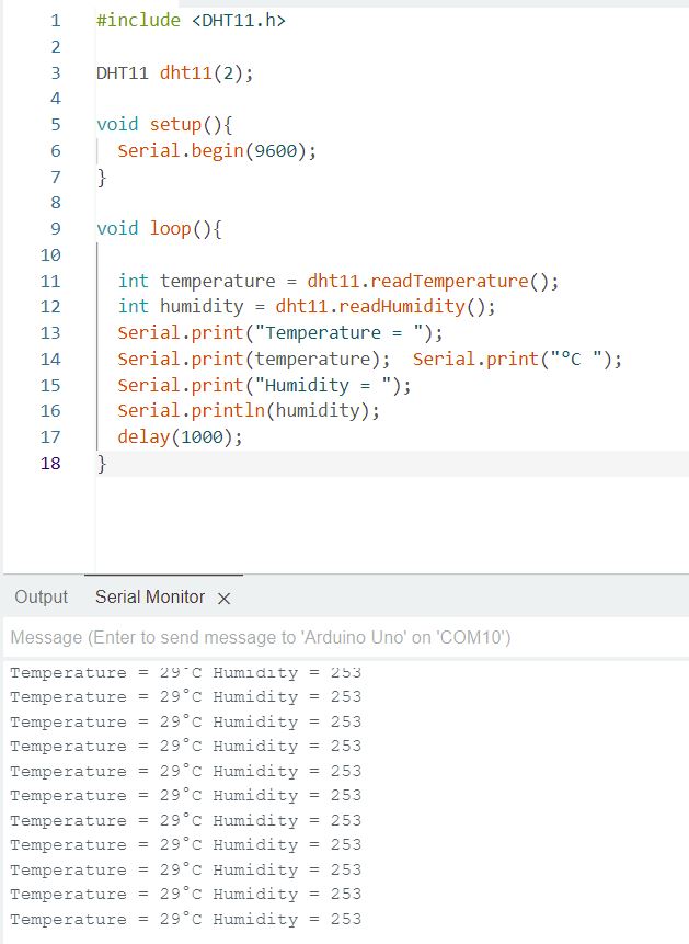 Leituras do sensor DHT11
